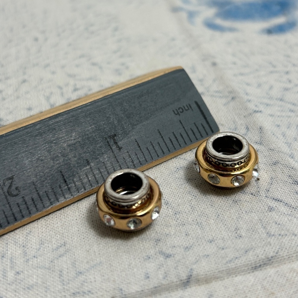 Brighton Dazzle Two-tone Spacer Bead Crystals Silver & Gold Plated Lot of 2 - Picture 7 of 9